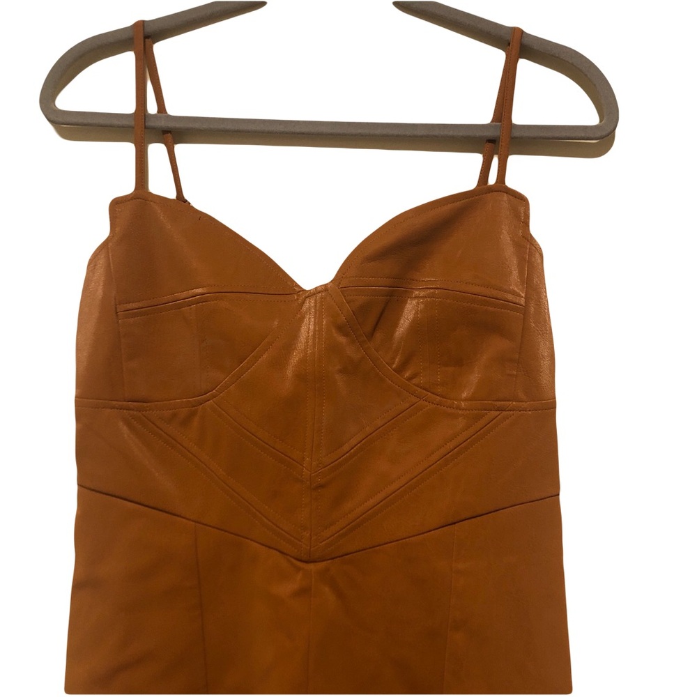 NWT Cider corset dress faux brown leather